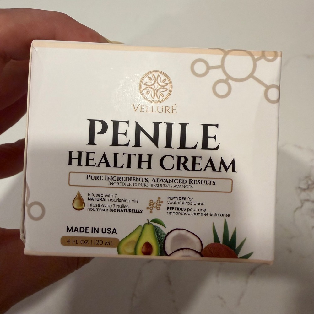 Vellure Penile Health Cream 4oz 120ml Natural Oils Peptides Made in USA New